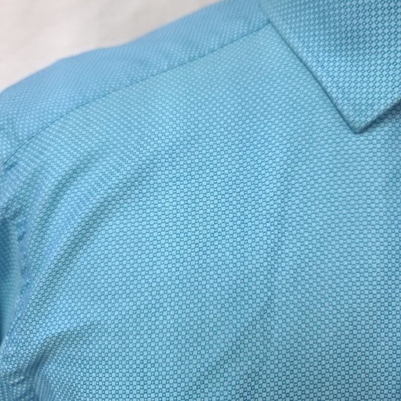 Buttoned Down Mens XL 17/17.5-34/25 Blue Teal Diamond Long sleeve Button Shirt - Picture 3 of 13